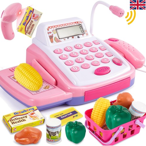 Pink toy cash register with - pink,
